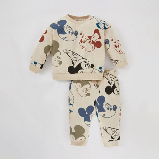 New Fashion Baby Clothes Sets Mickey Mouse Printed Long Sleeved Sweatshirt + Pant Toddler Boy Girl Outfits