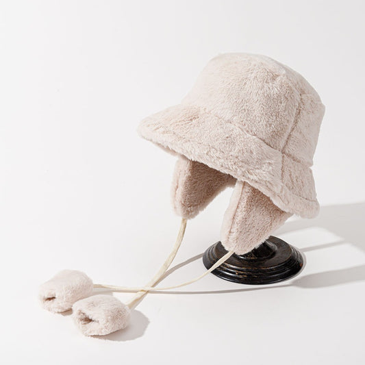 Bomber Winter warm bucket hat hats for women Golf cap Hiking hat fur hat Winter hat Barrel cap Cotton fabric Ear protection cap