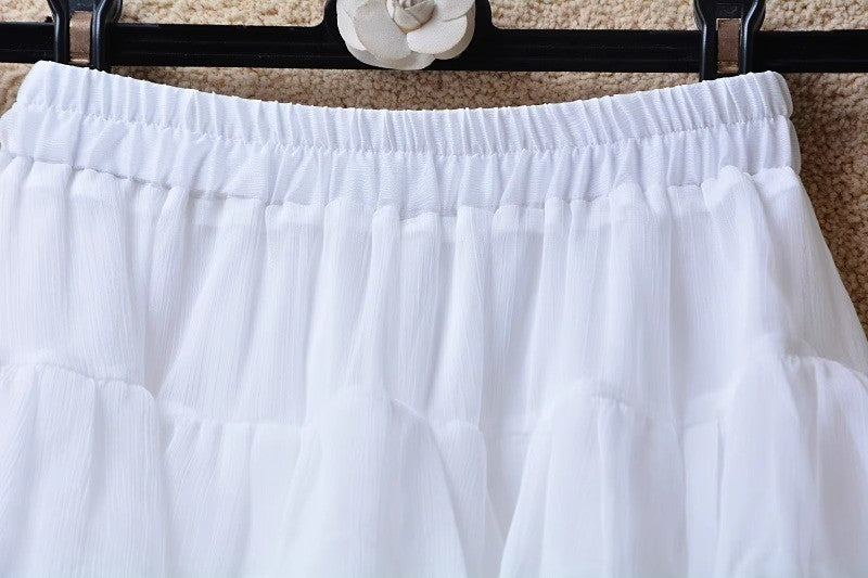 Sweet lace short skirt, white lace cake skirt, women's summer high waisted A-line fluffy cake skirt, half skirt