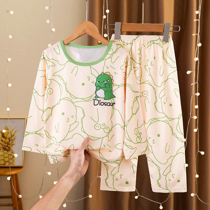 Girls Pajamas Spring Autumn Children Pajamas Long Sleeve Cartoon Kids Sleepwear Robe Children's Clothing Mother