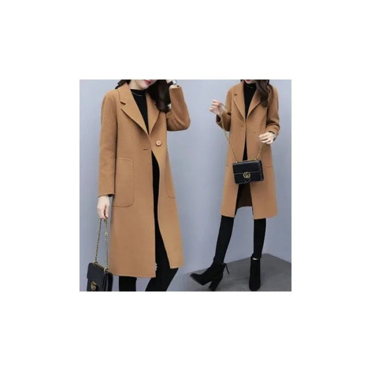 Plus Size Ladies Thickened Winter Coat Long Open-Front Woolen Jacket Loose Fit plus Size Fashionable Autumn Winter Korean Sty...