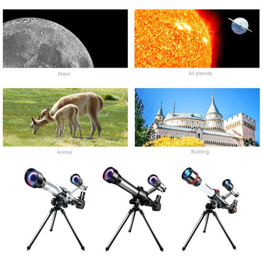 Outdoor Telescope High Clear Astronomical Refracting Telescope Science Teaching Toy with 20X 30X 40X Magnification Eyepieces