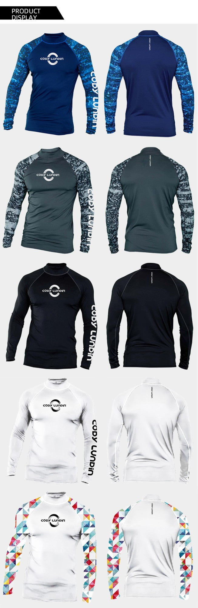 Surfing Long Sleeve Men's Shirts Sun Protection Upf 50+ Rash Guard Camiseta Surf Mock-Neck Swimwear Diving Performance Clothing