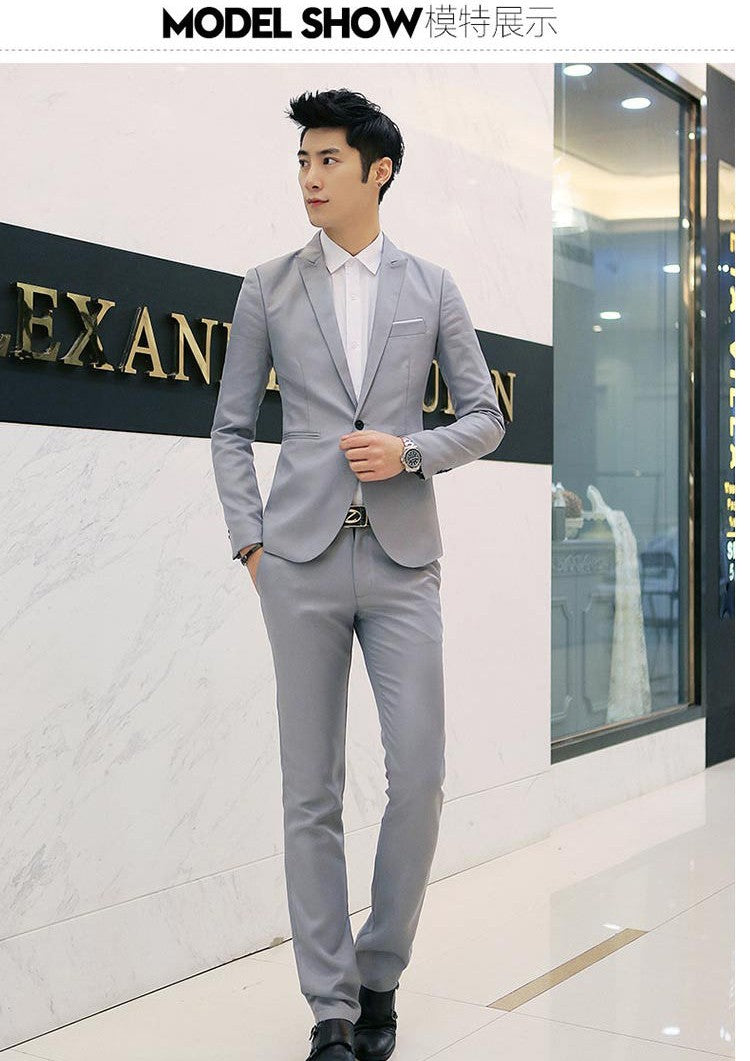 Summer Men's Casual Suit Fashion Business Office Trendy Non-ironing Anti-wrinkle Suit Jacket Solid Color Slim Fit Men's Suit
