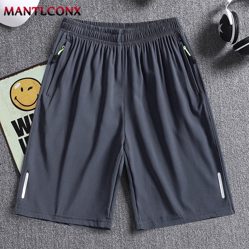 Quick Dry Shorts Men Summer Thin Short Pants Running Sports Bottom Gym Fitness Beach Zipper Pocket Loose Short Sweatpants Men