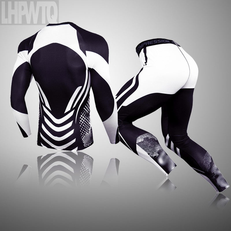 Men Compression Jogging suit Winter Thermal underwear Sports Suits Warm Men's Tr