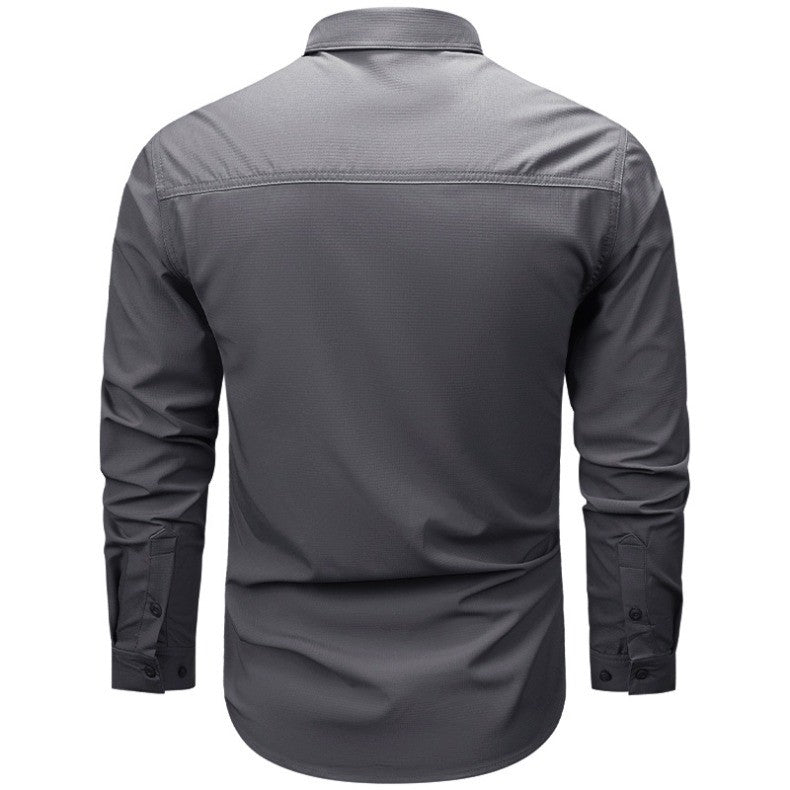 Spring Autumn Men Long Sleeved Shirt Men Tactical Work Shirts Tops Outdoor Multi-pocket Quick Drying Hiking Fishing Cargo Shirts