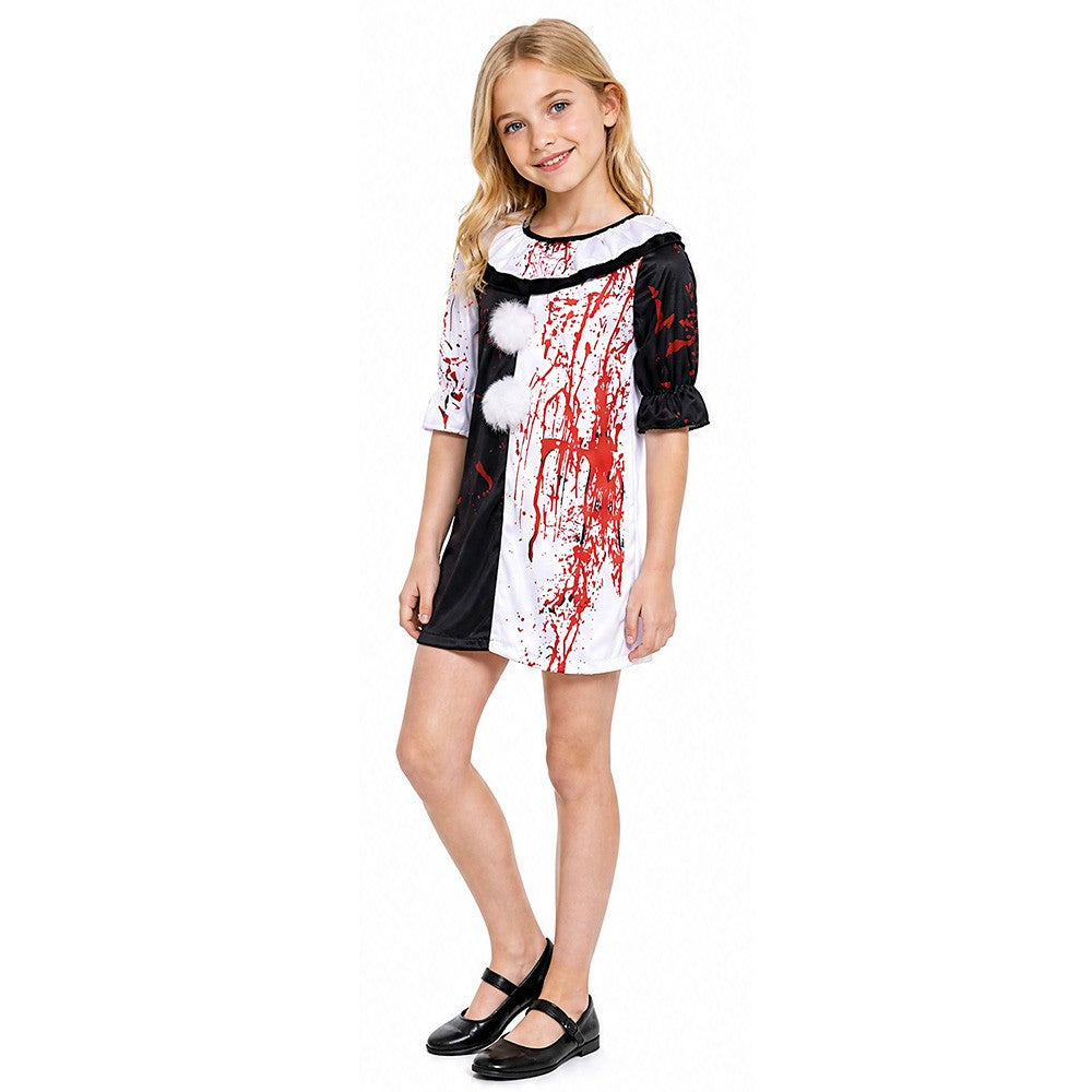Halloween Blood Stained Broken Soul Clown Cossuit for Men and Women Black and White Splash Set Horror Movie Same Style