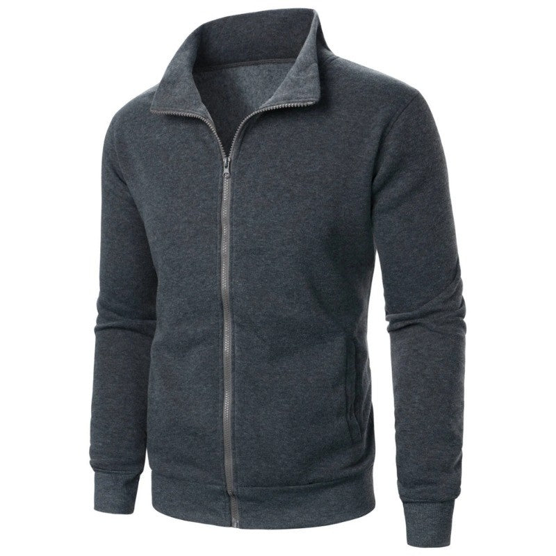 Autumn Men's Long Sleeve Zipper Jacket Coats Solid Color Warm Sweatshirts Casual Baseball Jacket Outdoor Streetwear