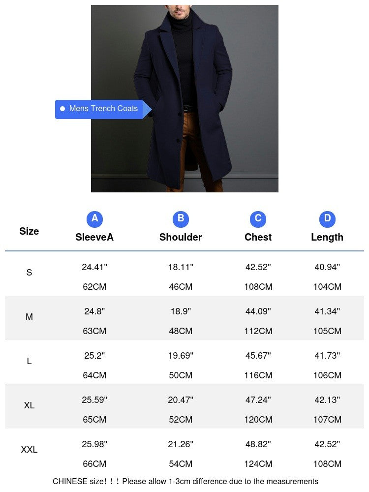Autumn Winter Men's Trench Coats Luxury Male Mid-Long Warm Wool Jackets Casual Mens Business Comfortable Overcoat Clothing