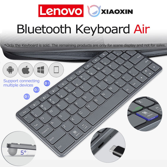 Teclado Bluetooth sem fio Lenovo Xiaoxin Air conecta 3 dispositivos Windows10 iPadOS15 Android10 para laptop, notebook, tablet, celular