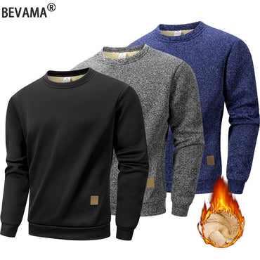 Autumn Winter Men's Fleece Lined Warm Sweatshirt Casual Pullover Men Fashion Long Sleeve Hoodies Outdoor Men's Clothing Top
