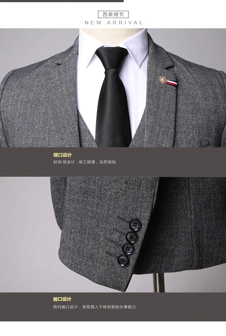 Traje De Hombre Elegante (Blazer+Vest+Pants) Men's Fashion Business Casual Slim Fit Wedding Business Suit Elegant Man Suit 6XL