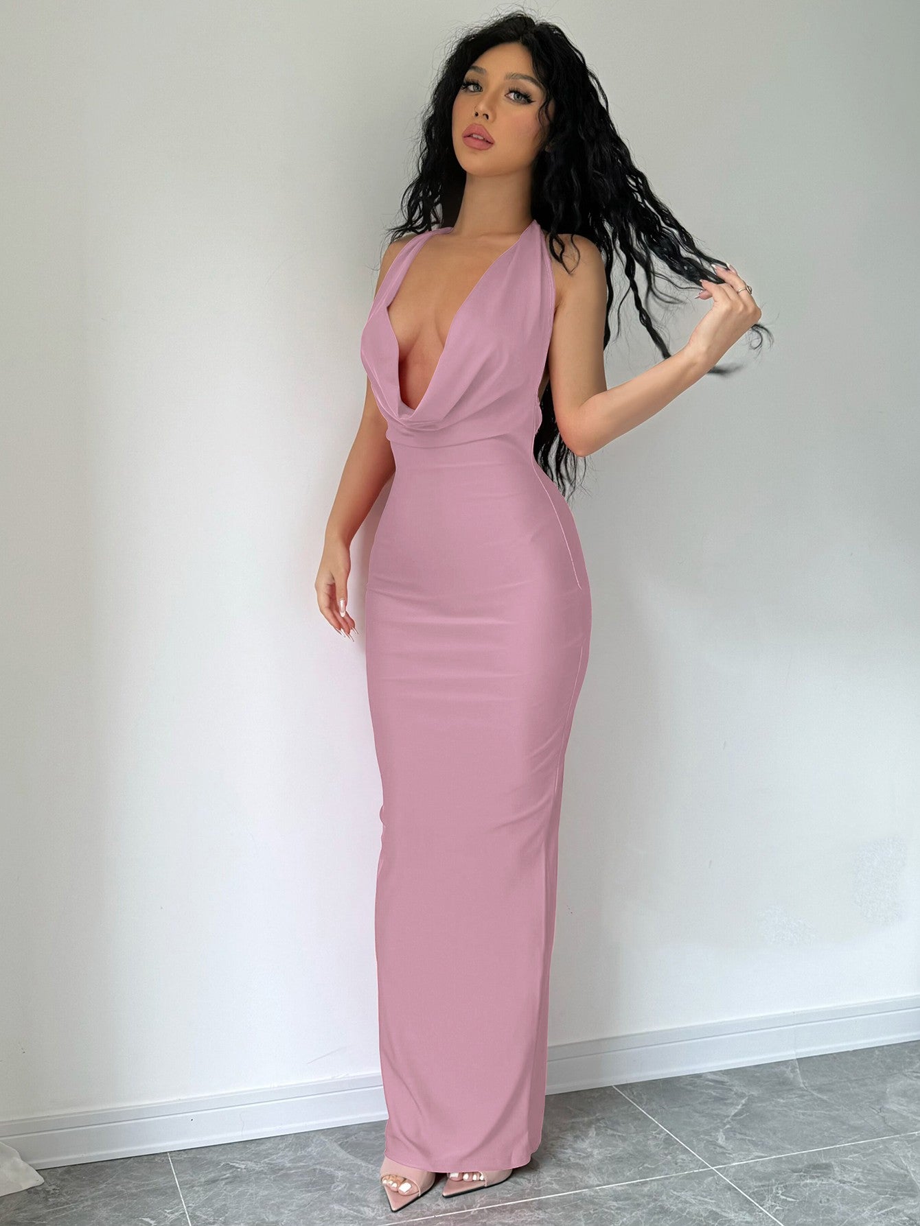 Dulzura Autumn Women Halter Backless Midi Dress For Women Bodycon Sexy Party Ele