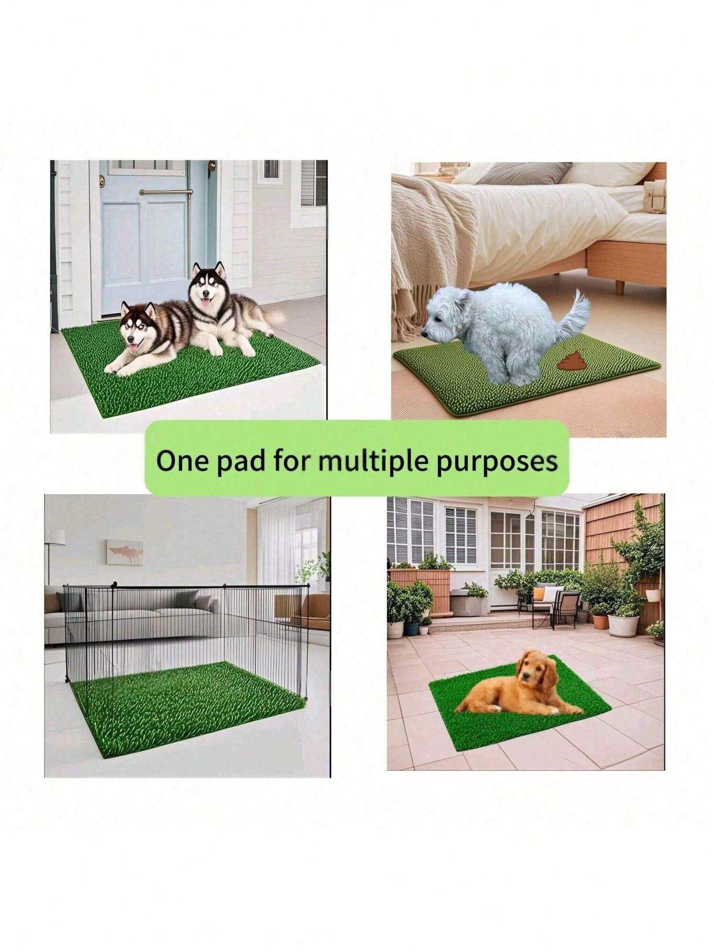 Tapete de Grama Sintética Higiênico para Cães: Antiderrapante, Resistente a Odores, Fácil de Limpar para Treinamento Interno/Externo