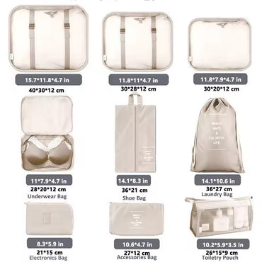 7/8/9-piece Set Travel Storage Bags,Digital Toiletries Shoes Clothes Organizer bag Suitcase Clothes Tidy Pouch,Packing Cubes Set