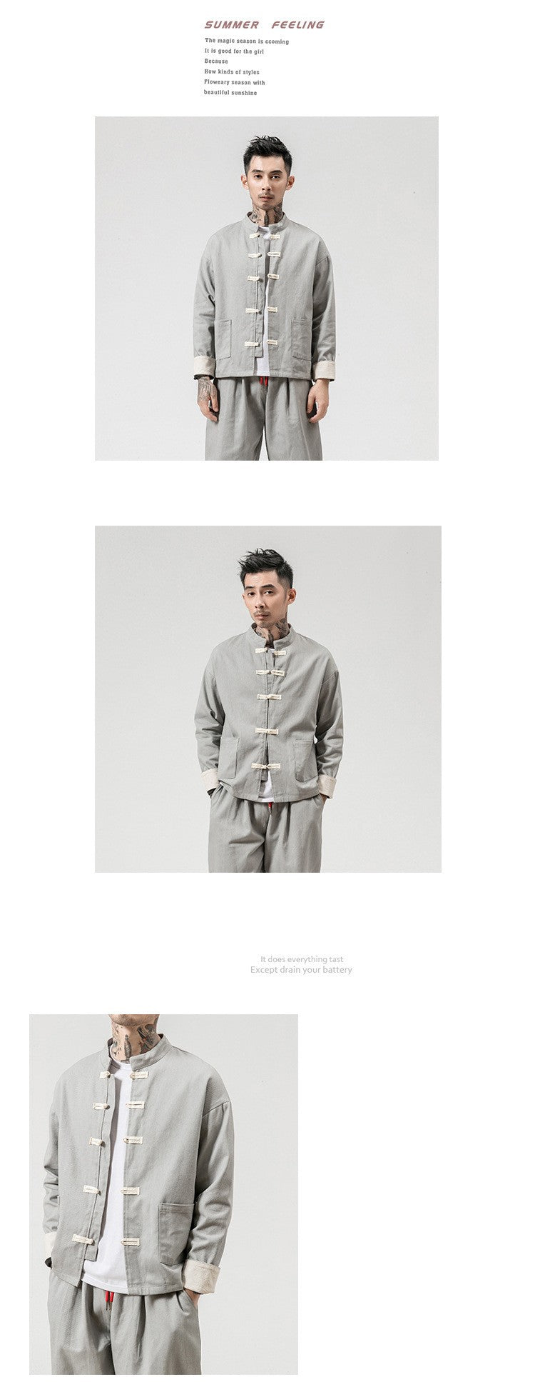 Chinese Wind Cotton Buckle Large Men's Casual Jacket Jacket Retro Stand-up Collar Tang Suit Top Batch