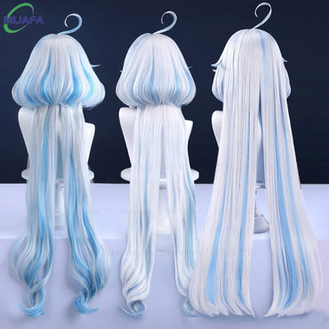 Really High Quality Fontaine Focalors Cosplay Wig Long Short Furina Wigs Blue White Curly Heat Resistant Hair Anime Wigs +WigCap