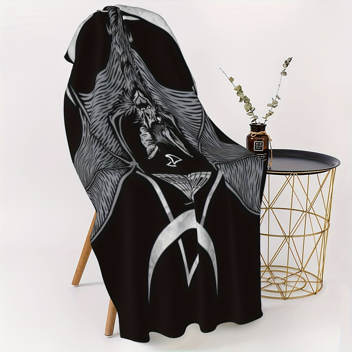 Extra Large Quick-Dry Bat Beach Towel - Sandproof & Stylish, Ideal for Travel, Yoga, Pool,