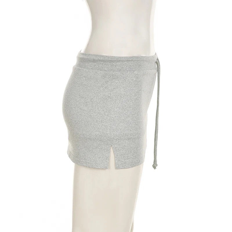 Solid Lace-up Mini Skirts Sexy American Retro Basic Vintage Casual Short Bottoms