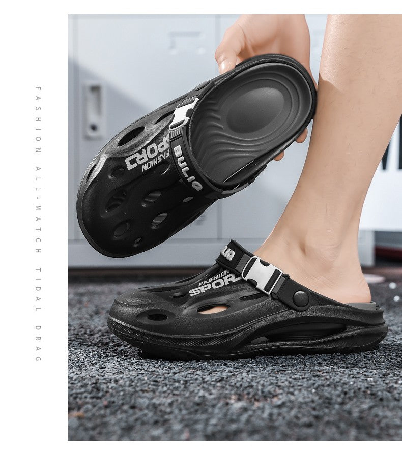 A Pair of Men's New Clogs, Summer New Wear-Resistant, Non-Slip Sports Beach Shoes, Soft-Soled Comfortable Men's Shoes for Driving