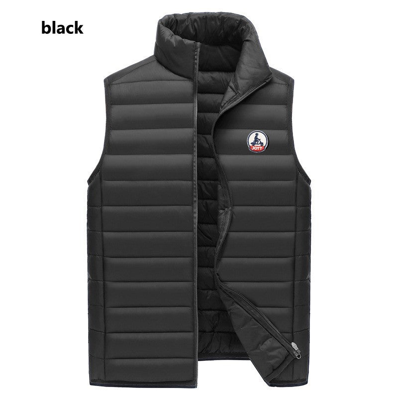 Hot Sales Europe Men Women Long sleeves Embroidery logo Zipper Front Going Out Light Thin Hooded Down Jacket Warm And Windproof