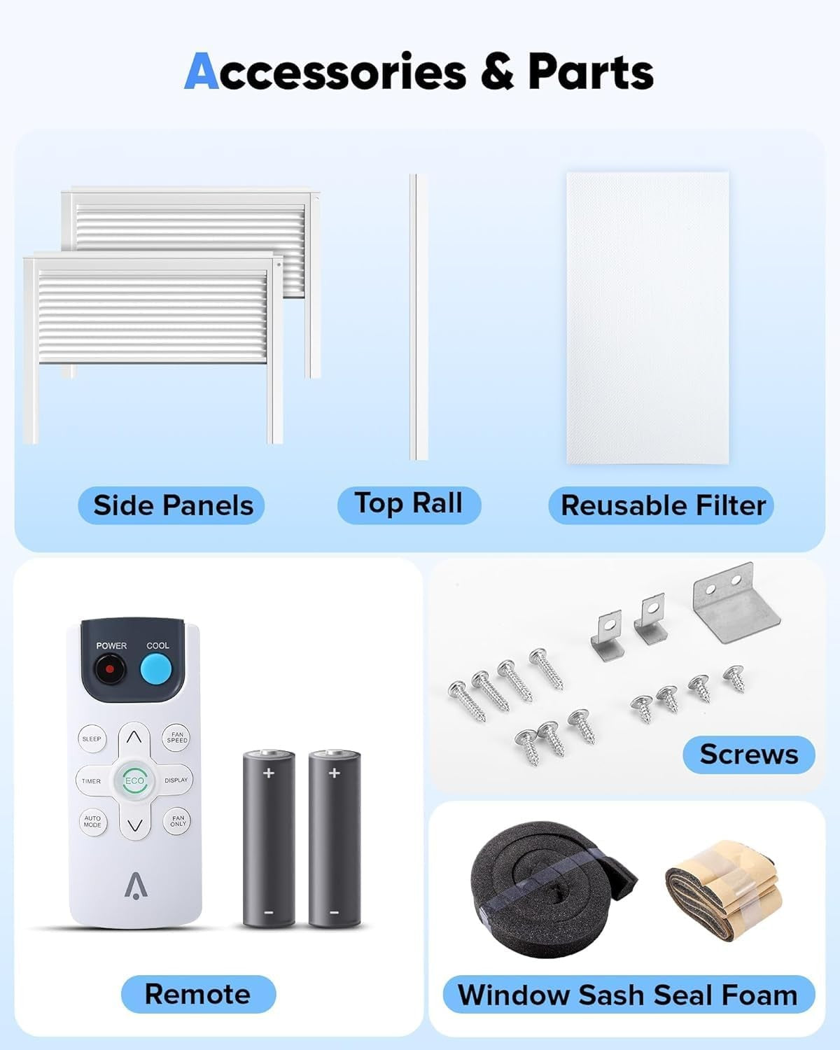 Ar-condicionado de Janela de 8.000 BTUs com WiFi, Ultrassilencioso, Unidade AC 3 em 1, Controle Remoto, Resfriamento com Eficiência Energética para Cômodos de até 32,5 m².