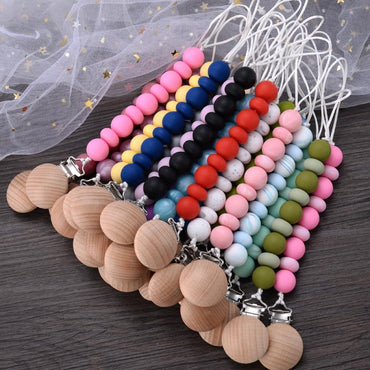 New Silicone Beads Dummy Clip Holder Soother Pacifier Clips Chain for Baby Teething Toys Chew Gifts Accessories BPA Free