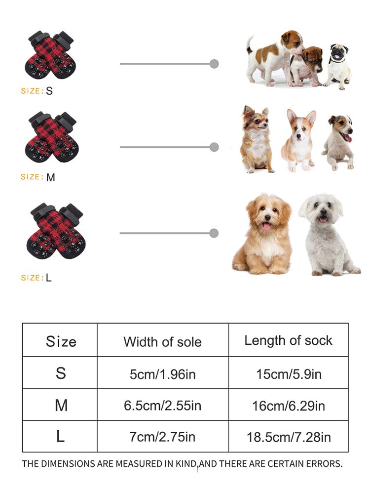 Conjunto de 4 Peças de Meias para Pets, Capa de Pata para Cães e Gatos, Meias Antiderrapantes e Impermeáveis para Uso Externo, Sapatos para Cães Grandes e Pequenos