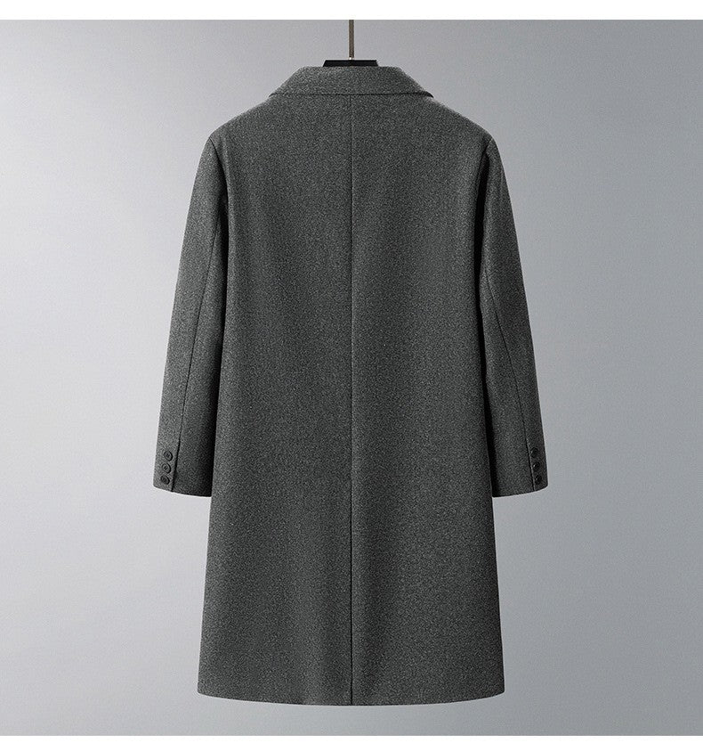 2025 New Men's Knee-Length Wool Blend Overcoat | Korean Style Loose Fit Trench Coat A/W Season | Plus Size Casual Fashion