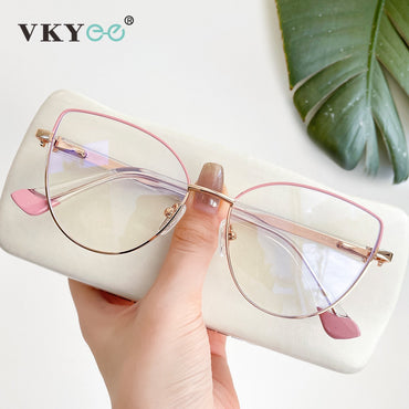 VICKY New Personalized Simple Cat's Eye Fashion Design Women's Anti-Blue Light Reading Glasses Customizable Prescription 78001