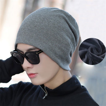 Cotton Slouchy Beanies for Men Vintage Hip-Hop Slouchy Hat Autumn Winter Warm Unisex Skullies Solid Color Male Skull Caps