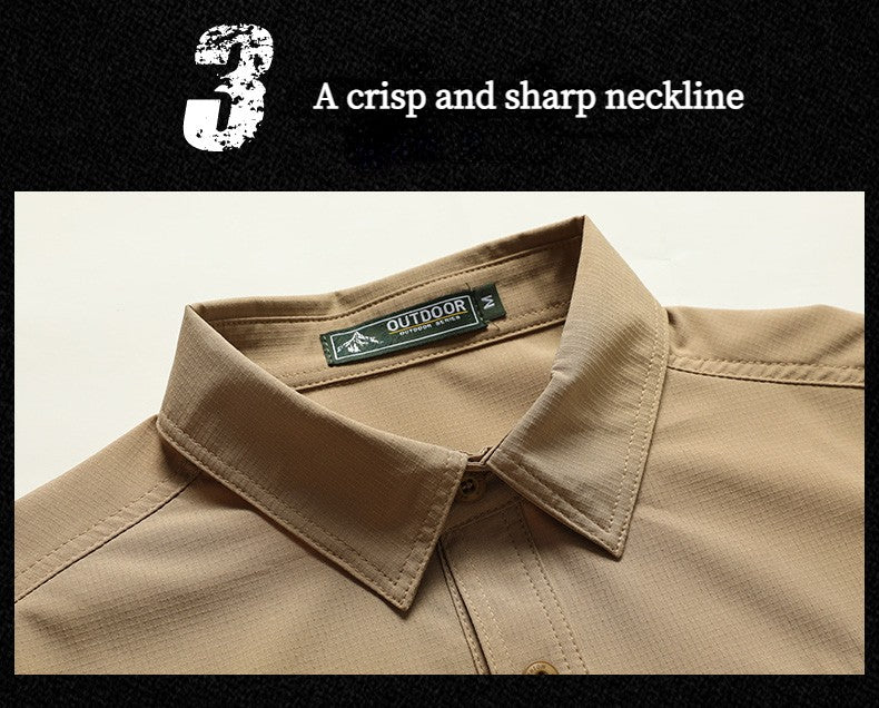 Spring Autumn Men Long Sleeved Shirt Men Tactical Work Shirts Tops Outdoor Multi-pocket Quick Drying Hiking Fishing Cargo Shirts