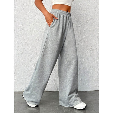 Autumn and Winter Gray Wide Leg Casual Sports Drape, Slimming and Versatile Floor Length Women's Pants