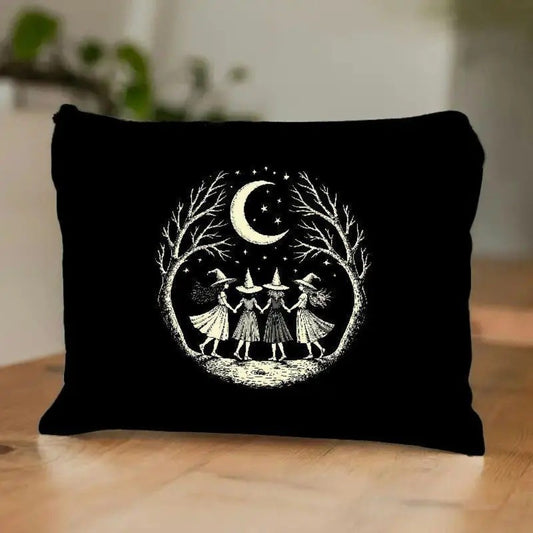New Trendy Zipper Pouch Nature Moon Phase Simple Modern Cosmetic Bag Durable Boho Tarot Pouch Halloween