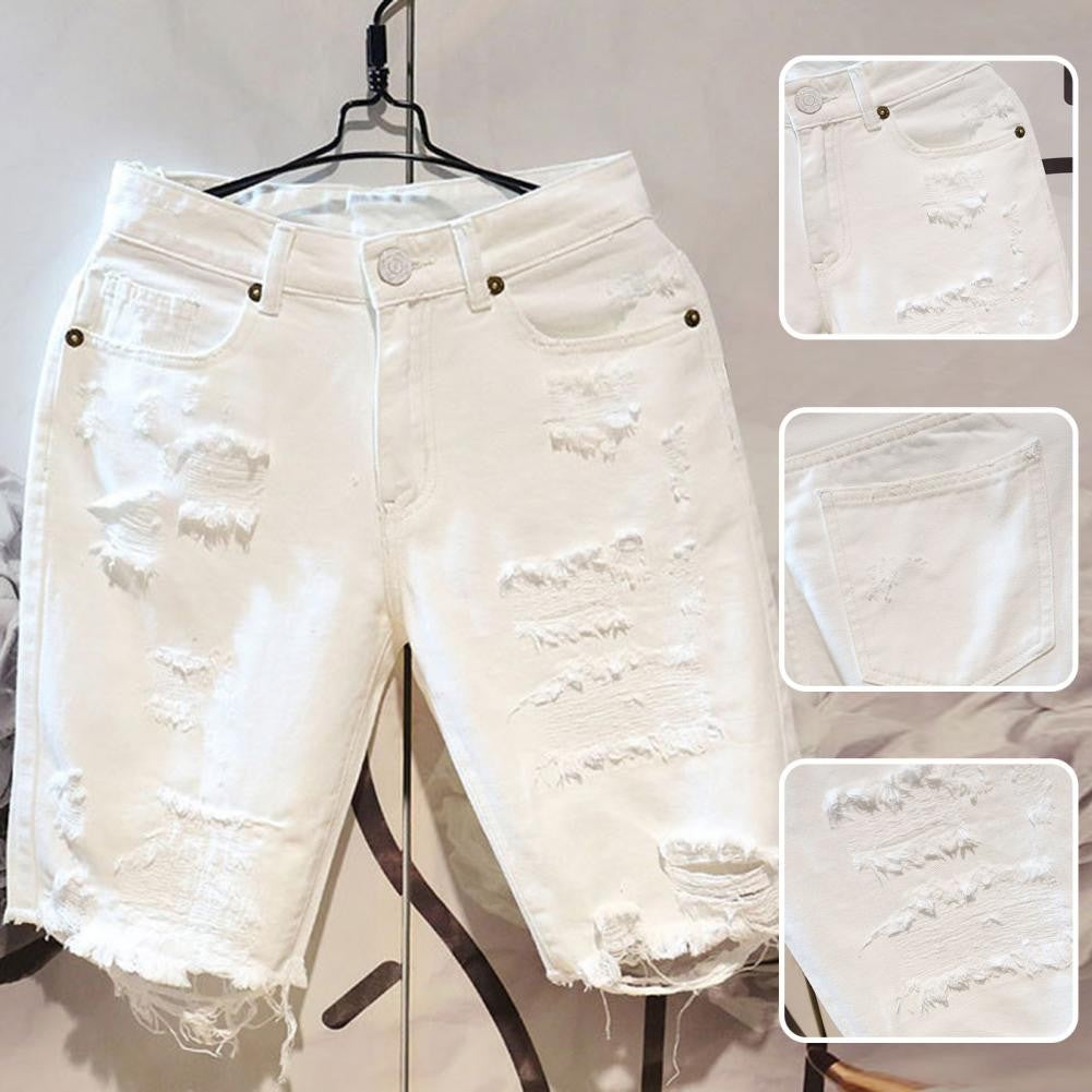 Multi Pockets Denim Match Top Button Zipper Closure Men Summer Short Jeans Men Summer Shorts Men Garment
