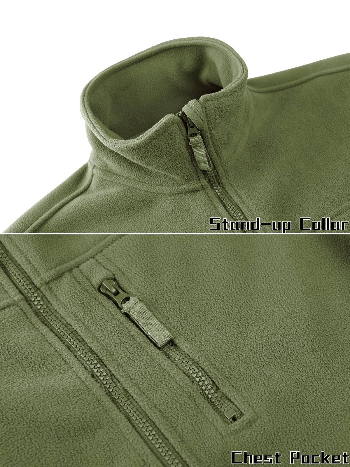 TACVASEN Winter Fleece Jacket Mens Zipper Pockets Work Jacket Thermal Warm Full Zip Fishing Hiking Coats Outwear Man Windbreaker