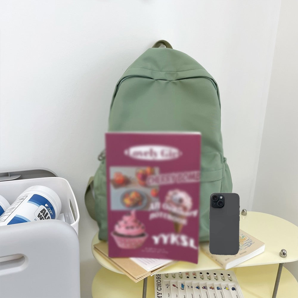 Forest Style Versatile Simple Solid Color Backpack, Fashionable Casual Backpack, College Student Backpack