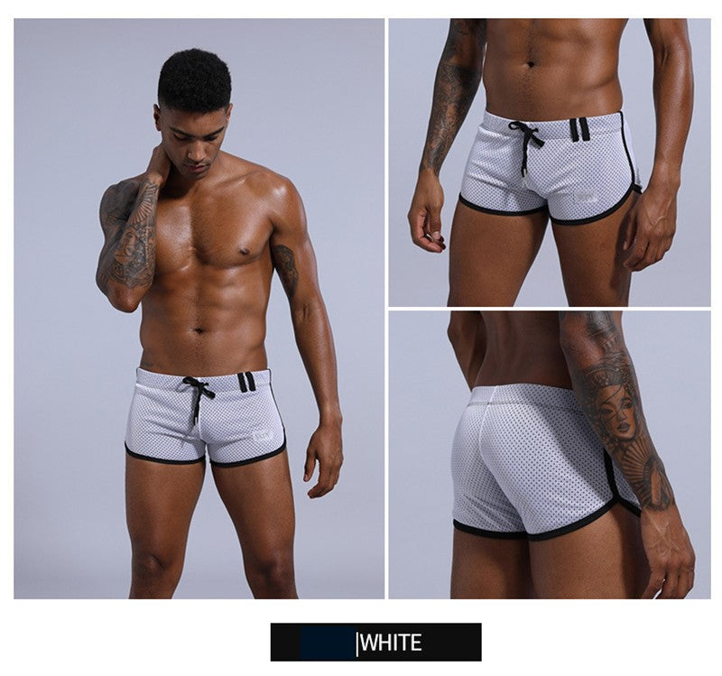 Brand Designer Men's Mesh Beathable Home Flat Pants Boxer Underwear Aro pants Breathable Pure Loose Fitting Underpants For Male
