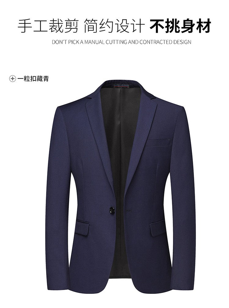 Blazer New Men's Fashion Business Solid Color British Style Professional Work Groom Wedding Dress Best Man Blazer Jacket