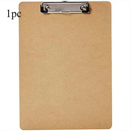 Basics Hardboard Office Clipboard Wooden file board clamp Writing pad for office memo folder- 1-Pack