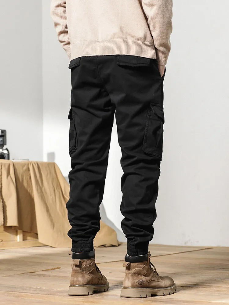 2023 New Multi-Pockets Winter Cargo Pants Men Fleece Liner Thick Warm Slim Fit Joggers Streetwear Casual Cotton Thermal Trousers