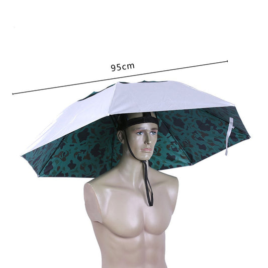 69/95cm Outdoor Portable Rain Umbrella Hat Foldable Fishing Sunshade Headwear Cap Waterproof Camping Fishing Beach Sun Hat