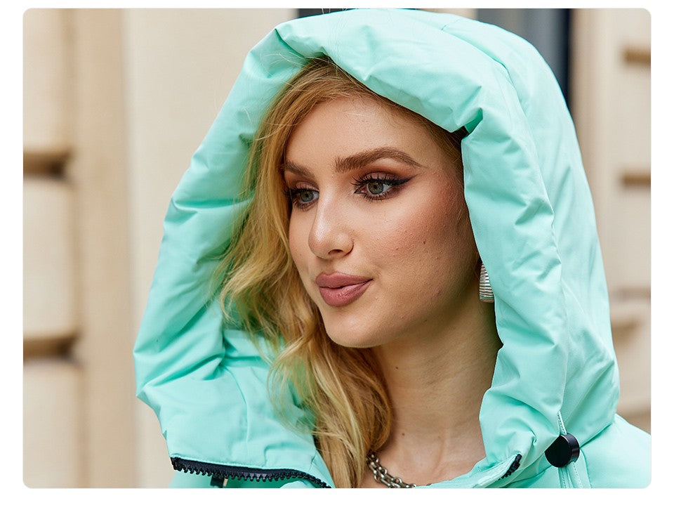 GASMAN 2023 Winter Down Jacket Women Short Classic zipper Design Pocket Stand Collar Hooded Slim Coat Women Parkas  83319