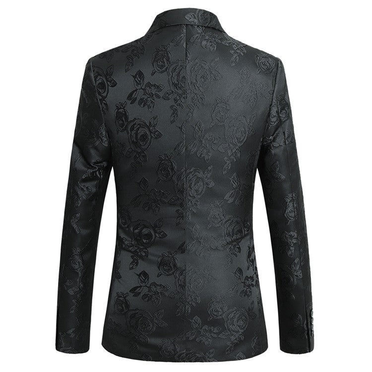 Summer and Autumn New Men Rose Suit Jacket Black White Fashion Male Business Wedding Party Dress Blazer Coat Large Size 6XL