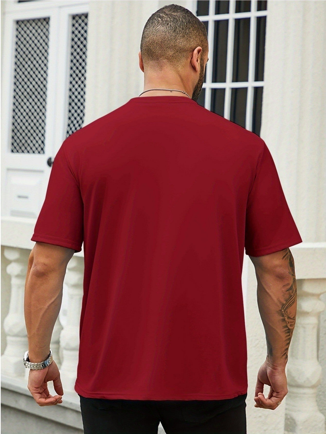 Men's summer 100% pure cotton fashionable casual sports wide pine pattern printed sports round neck short sleeved T-shirt top