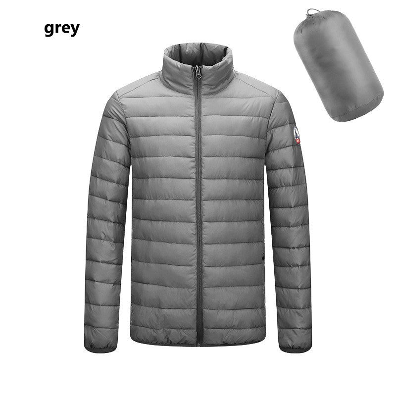 Hot Sales Europe Men Women Long sleeves Embroidery logo Zipper Front Going Out Light Thin Hooded Down Jacket Warm And Windproof