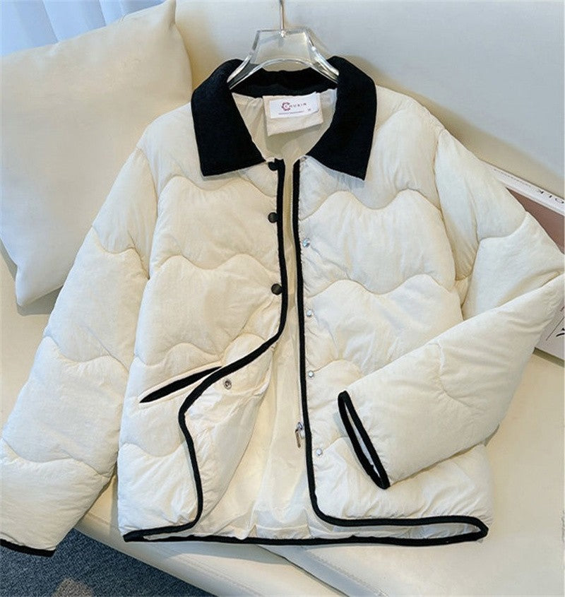 Fashion Women's Cotton Jacket 2025 New Autumn Winter Coat Parker Lightweight Warm Short Lapel Casual Outerwear Female Top