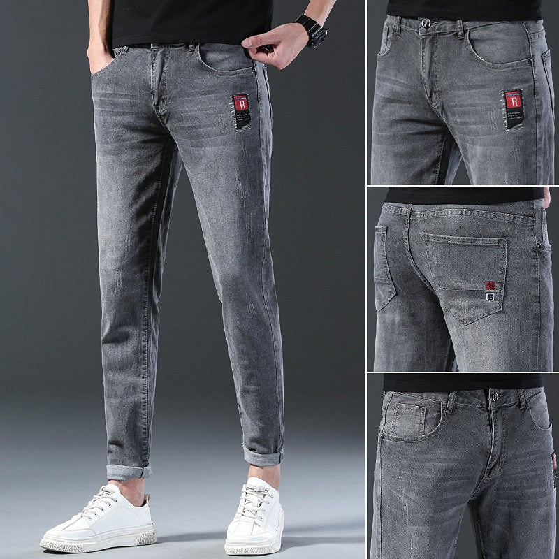 2024 Men's Fashion and Casual New Four Seasons Lightweight Long Pants Men's denim pants Straight leg pants Elastic jeans
