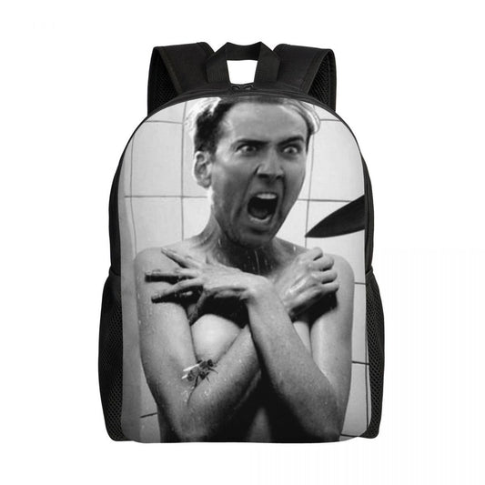 Custom Nicolas Cage Meme Laptop Backpack Women Men Basic Bookbag for College School Student Funny Bags